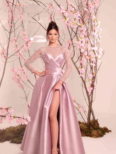 Elegant long formal dress with jewel top