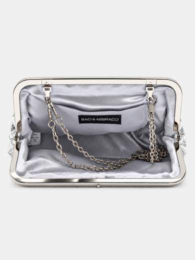 Pochette Argento Elegante da Cerimonia con Doppia Catenella