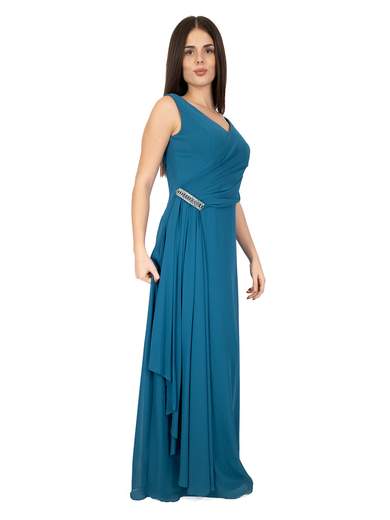 Abito lungo da cerimonia stile impero elegante con stola inclusa