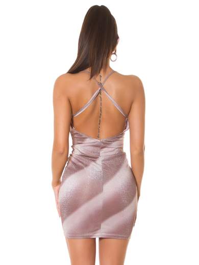 KOUCLA Miniabito Sexy Glitterato con Schiena Nuda 0000K202982