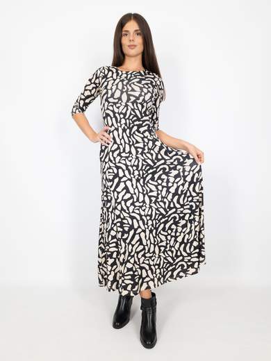 Bucle Vestito Lungo Donna A Fantasia Casual Manica Tre Quarti