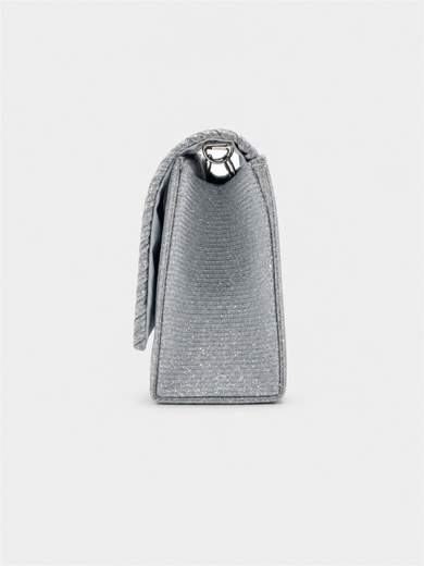 Silver Glitter Evening Clutch with Chain Strap XX3480-ARGENTO