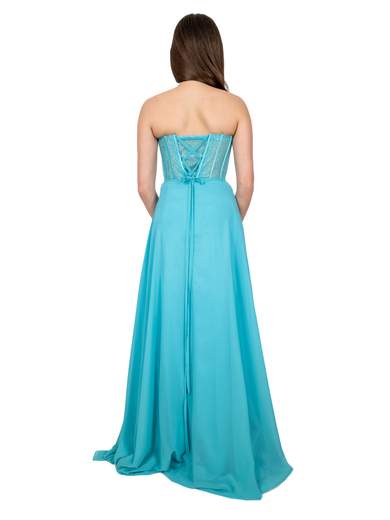 Abito lungo cerimonia elegante con corpetto a corsetto glitterato