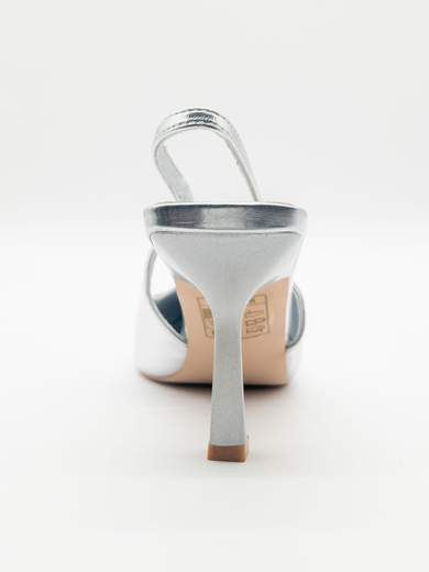Slingback Argento Lucido Donna con Tacco a Clessidra 9 cm