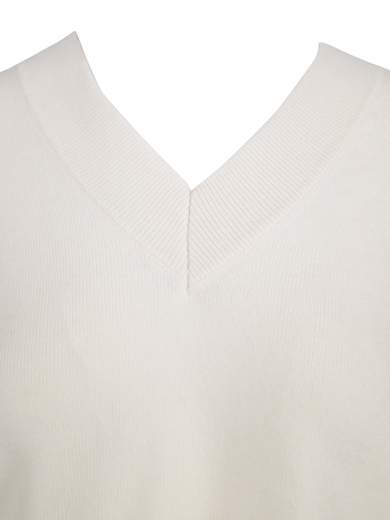 Maglione Scollo a V in Misto Lana con Frange