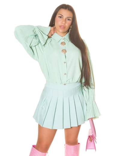 Minigonna pantaloncino sexy a vita alta con pieghe a scatola
