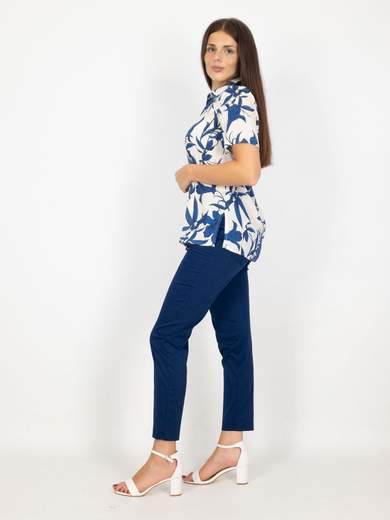 Camicia Estiva Donna Maniche Corte A Fantasia In Viscosa