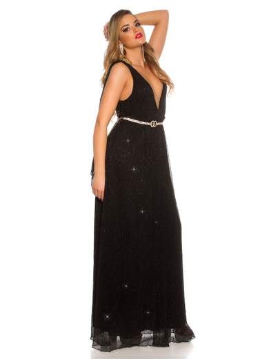 KOUCLA Abito lungo glitterato con scollatura profonda 0000K20094