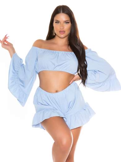 KOUCLA Completo Coordinato Top e Shorts con Volant 0000SET62108
