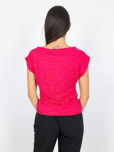 Bucle Blusa In Pizzo Donna Maniche Corte Scese Con Lo Scollo A Barca