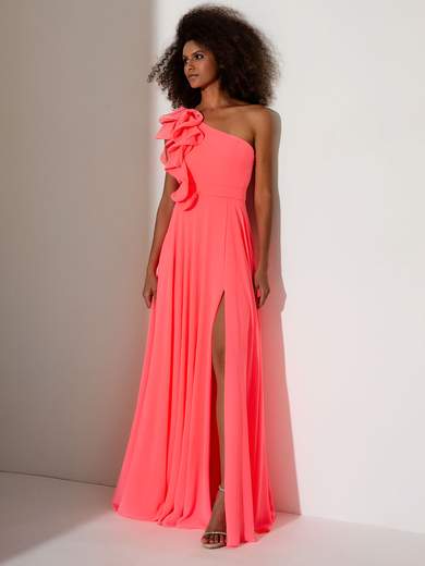 Abito lungo cerimonia Monospalla con spacco laterale elegante