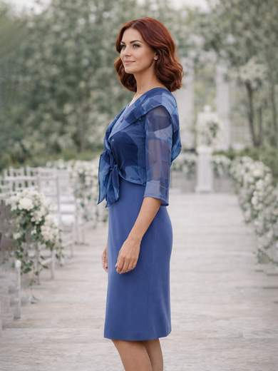 Abito a tubino con giacca in organza a fantasia 119-ORGANZA-517-EPOQUE