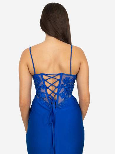 Abito da cerimonia a Sirena Elegante con Corpetto in Pizzo e Spacco