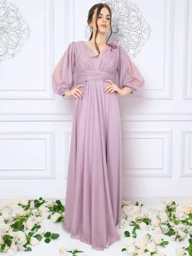 Bianca Brandi Curvy Abito da cerimonia lungo curvy con maniche ampie e stola inclusa 29468M