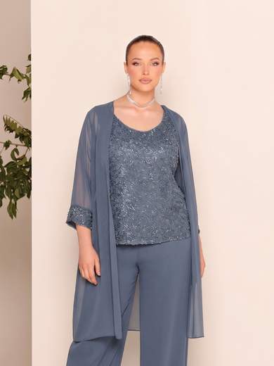 Bianca Brandi Curvy Completo elegante curvy tre pezzi in chiffon 29723M