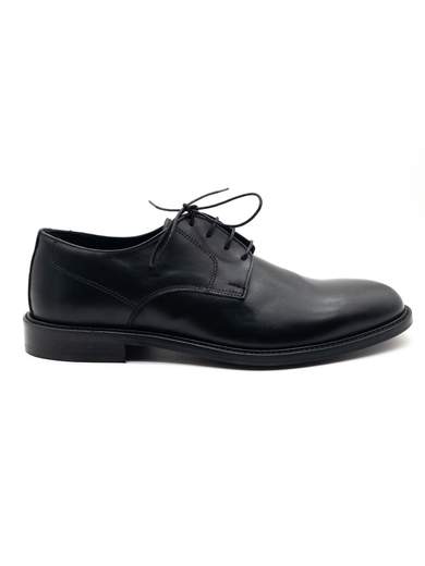 Men's Black Leather Derby Shoes with Leather Sole