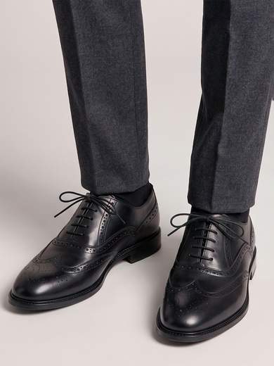RD COMPANY Scarpa Elegante Oxford Uomo Full Brogue in Pelle di Vitello Nera AB2195-FRANCESINA