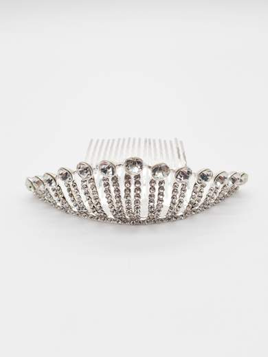 Silver Diadem Tiara with Rhinestones for 18th Birthday and Weddings