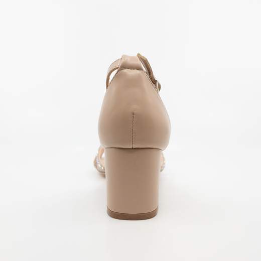 Chiara Foscari Sandali Beige Eleganti Cerimonia Tacco Largo Con Strass Comodi