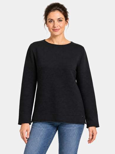 Textured viscose blend crew neck top