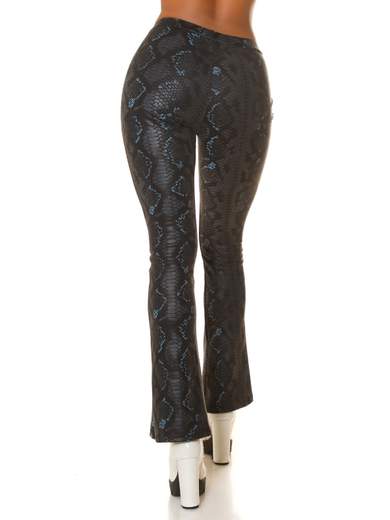 High-Waisted Bootcut Faux Leather Snake Print Pants