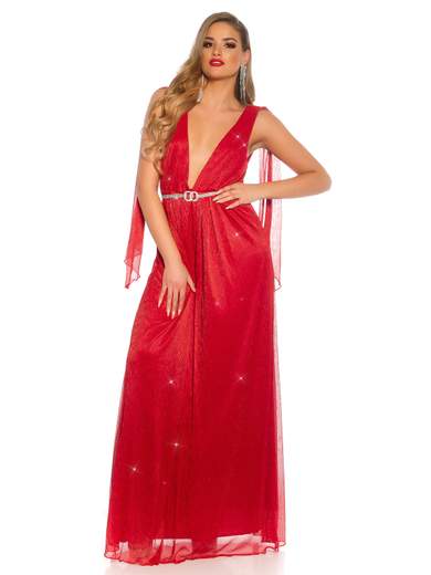 KOUCLA Abito lungo glitterato con scollatura profonda 0000K20094