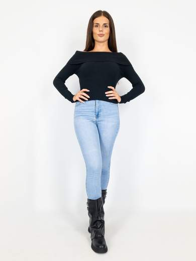 Z Studio Maglia Aderente Donna Spalle Scoperte Invernale Slim Fit