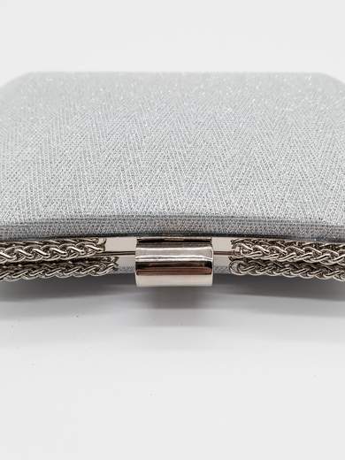 Rigid Silver Glitter Ceremony Pochette with Double Chain