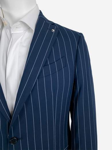Men's Blue Pinstripe Comfort Stretch Drop 7 Suit
