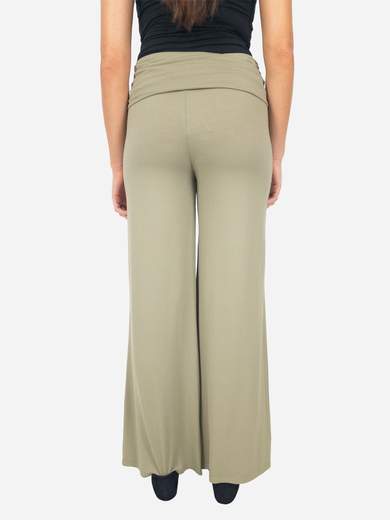 Pantaloni sportivi elasticizzati a palazzo in viscosa con fascia vita alta