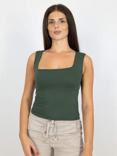 Top Donna Corto Smanicato In Viscosa Elasticizzato