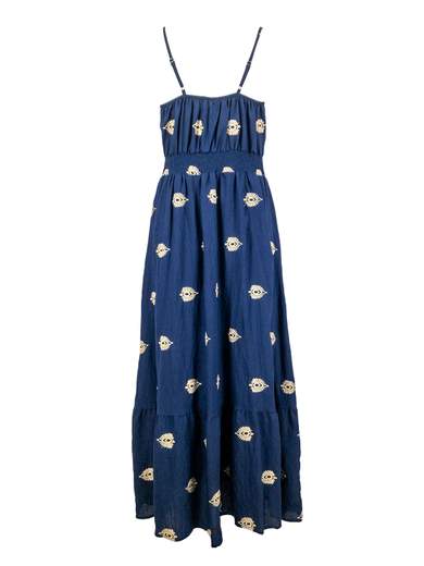 Vestito estivo lungo donna con scollo incrociato e balza