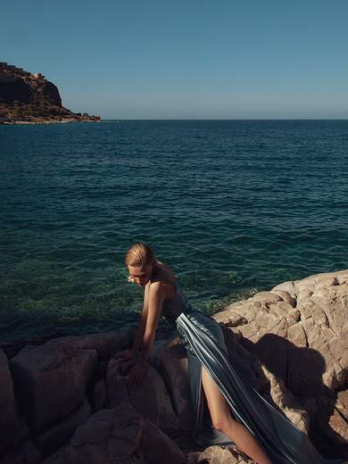 Vestito Cerimonia Elegante Lungo Da Testimone Sposa Con Spacco