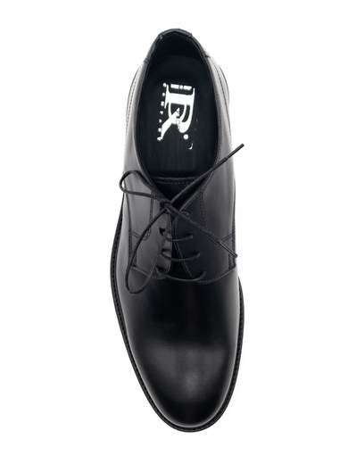 Men's Black Leather Derby Shoes with Leather Sole