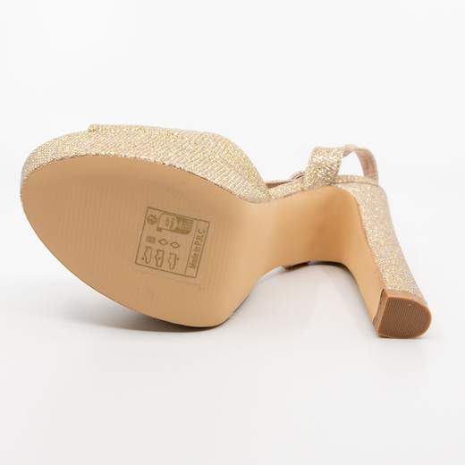 Chiara Foscari Sandali Beige Eleganti Cerimonia Glitterati Tacco Largo E Plateau AHH-136-BEIGE