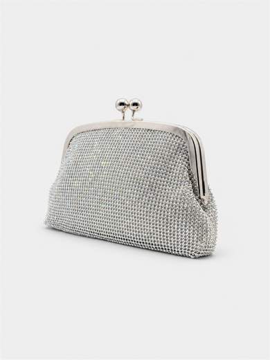Silver Rhinestone Evening Clutch Bag