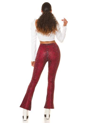 High-Waisted Bootcut Faux Leather Snake Print Pants