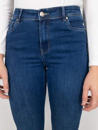 Jeans dritti capri a vita alta blu denim Emanuela Costa