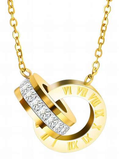 Strabello Bijoux Collana Doppio Cerchio Intrecciato con Zirconi 87703-0