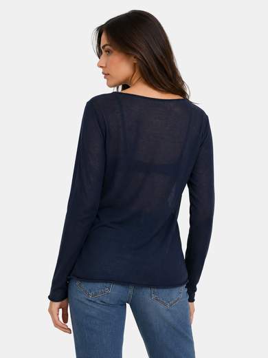 Basic Lightweight Cotton Top with Faux Raw Edge