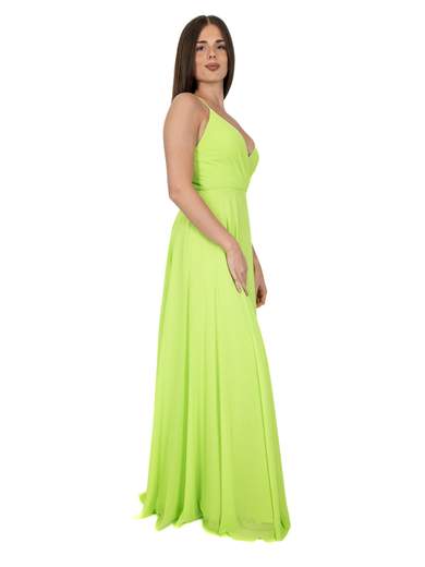 Abito lungo cerimonia elegante stile impero con scollo a V