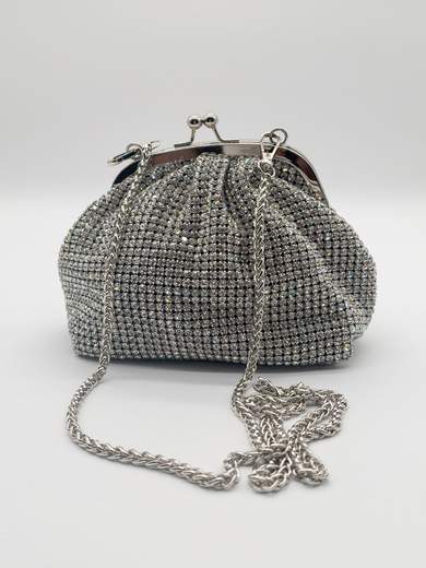 MICHELLE MOON Pochette elegante argento con strass – Clutch da donna con tracolla removibile 2802Y1026-ARGENTO