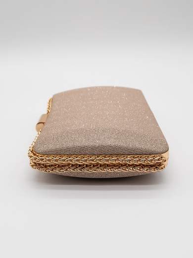 Pochette Rigida Oro Glitterata da Cerimonia con Doppia Catenella