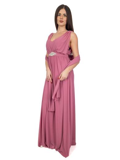 Abito Lungo Cerimonia Donna Stile Impero con Strass