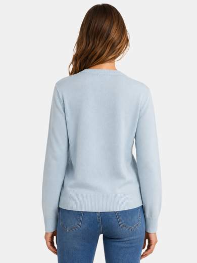 Women's Cotton Crewneck Sweater with Ribbed Finishes