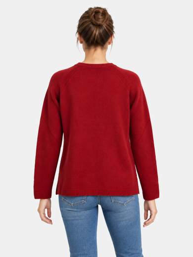 Women's Viscose Blend Crew-Neck Sweater with Textured Details