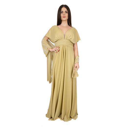 Abito stile impero taglie forti lungo elegante donna glitterato