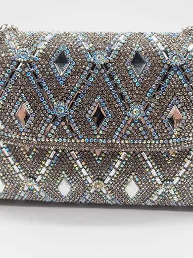 Sparkling Silver Evening Bag with Rhinestones
