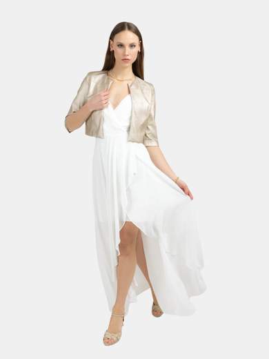 Coprispalle donna elegante cerimonia in similpelle effetto metallizzato