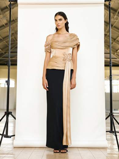 MAESTRI Completo Elegante Due Pezzi per Mamma della Sposa o dello Sposo con Top in Chiffon Settato e Gonna L